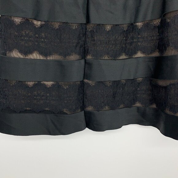 Cache Luxe Skirt Black Tiered Lace Satin A Line - Picture 8 of 9